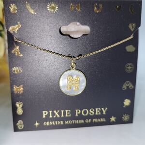 Pixie Poxie genuine mother of pearl pendant necklace, M initial, New with tags